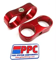 POLISHED RED ALUMINUM BILLET DUAL HOSE SEPARATOR 1 inch i.d. 2 PER PK