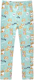 [Joisal] Cute Corgis Aqua Girl Pants, Soft for Black Dance Pants for Girls, 4t Girls Leggings