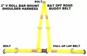 BUGGY OFF ROAD BOLT IN SEAT BELT 3 POINT V ROLL BAR MOUNT HARNESS YELLOW