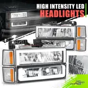 LED Headlight+Signal+Amber Corner Lamp w/ DRL Tube for Chevy C/K 94-00 Chrome (for: Chevrolet)