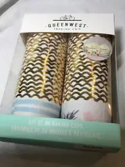 QUEENWEST 50 BAKING CUPS FLORAL STRIPE FOR CUPCAKES MUFFINS NIB