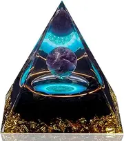 Orgone Pyramid, Amethyst Healing Crystal Pyramid and Orgonite Healing Stones, Protection Crystals Energy Generator for Yoga, Meditation, Stress Reduce