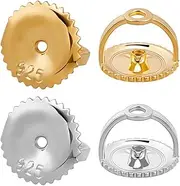 Beebeecraft Screw On Earring Backs 18 Carat Gold-Plated 925 Sterling Silver Replacement Earring Clasps for Screw-On Suitable for Thread Posts 032 Inches / 0.8 mm Diamond Pack of 8 2 Colours