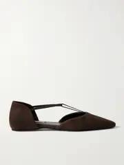 [TOTEME] TOTEME - The T-strap Suede Point-toe Flats - Brown - IT39 IT 39 Brown