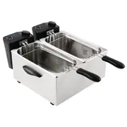 Caterlite Light Duty Twin Tank Twin Basket Countertop Fryer 2x 3.5Ltr - Commercial Benchtop Deep Fryers (GG199-A) - GG199-A