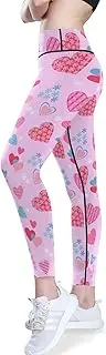 [GuoChe] Yoga Leggings for Women Soft Valentine's Day Cute Hearts Shape Pink Athletic Butt Lifting Leggings with Pockets