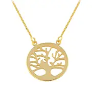 10K Yellow Gold Sideways Tree Of Life Pendant Necklace, 18"