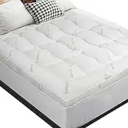 STARRY EUCALYPT Double Size Pillow Top Mattress Topper 7.5cm Thick with Fabric Cover, 1000 GSM Microfibre Bamboo Fibre Filling Beddings Bed Mat Pad(Bamboo Pattern)