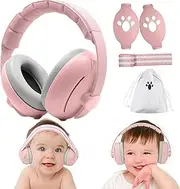QSLKI Baby Ear Defenders 2-in-1 for 1-48 months, Adjustable Ear Defenders Children with Stretchy Band, Infant Baby Noise Cancelling Headphones for Sleep Travel Essentials, Against Hearing Damage,