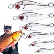 Fishing Lure Kit | Metal Swimbait for Trout,High Visibility Sequin Jig Lures with 3D Eyes Set of 6 for Ice Kayak Surf Casting Fly Fishing Offshore Trolling