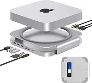 GEWOKLIY Mac Mini Dock and Holder with SSD Enclosure for NVME/SATA M.2, 4K HDMI Adapter, 10Gbps USB A/C Port, TF/SD Card Reader, Mac Mini Stand for Mac Mini M1/M2 and Mac Studio | Accessories