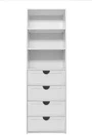 Geneva 3 Shelf 4 Drawer Built In Wardrobe - White - Hampton - Half Moon Black