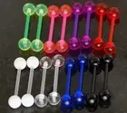 20 Pc (10 Pairs) 8 Color UV Flexible Tongue Rings, Nipple Rings 14g No metal