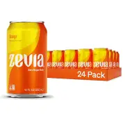 Zevia Zero Sugar Soda, Orange, 12 Oz Cans (24-Pack) – Naturally Sweetened, Zero