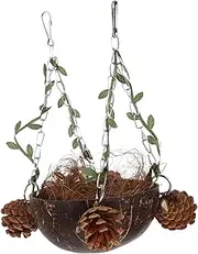 Happyyami Hanging Bird Hammock Nest for Parrots Coconuts Shell Design Comfortable Bed for Birds for Resting and Playing for Canaries and Budgies