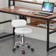 KKTONER PU Leather Modern Rolling Stool with Low Back Height Adjustable Work ...