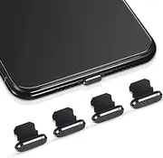 4 Pieces Anti Dust Plugs Compatible with iPhone 11, iPhone 12 Protects Charging Dust Cover Compatible with iPhone 11, 12, Pro, Max/X/XS/XR, 7, 8 Plus, iPad Mini/Air (Black)