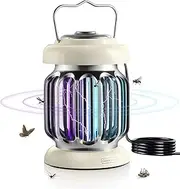 Hybrid Spectrum, Dusk-to-Dawn Bug Zapper Outdoor Bug Zapper Indoor Bug Zapper Mosquito Repellent Outdoor Patio Mosquito Zapper Fly Zapper Fruit Fly Trap for Indoors Off-White with Light Sensor