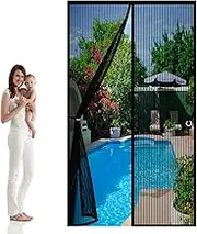 Magnetic Door Curtain Magnetic Insect Door Screen 60 x 230 cm Magnetic Mosquito Net Full Frame Hook and Loop Keep Bugs Out & Let Fresh Air in, Black
