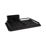 D.line Aluminium Dish Rack w/ Draining Board Drying Rack Organiser Black