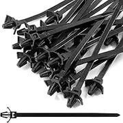 Piutouyar 50 Pcs Black Nylon Push Mount Cable Zip Tie,120mm / 4.7Inch Arrow Push Mount Cable Ties, Multi-Purpose Self-locking Wire Wrap Strap