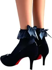 [Generic] Women's Ruffle and Satin Bow Anklet Socks