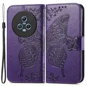 For Honor Magic5 PU Leather Phone Case Stand Butterfly Imprinted Flip Wallet Cover