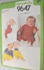 Simplicity Babies' Overalls & Front-Wrap Jacket Pattern 9647 Size Newborn
