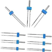 HOMSFOU Portable Stitching Needles 9pcs Twin Needles Set for Sewing Machines Includes Thread Threading Tool DIY Sewing Supplies