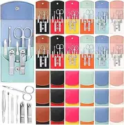 Leriton 30 Sets Nail Clippers Kit Manicure Set Mini Nail Clippers 7 in 1 Stainless Steel Professional Nail Care Pedicure Kit with Travel Bag Grooming Kits for Women Travel Home (Vivid Color,Cute)