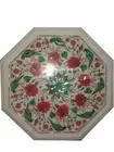 12" Marble Side Table Top Handmade Inlay Semi Precious Stones Table Porch Decor
