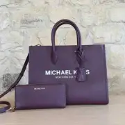 MICHAEL KORS MIRELLA MEDIUM EAST TOTE SATCHEL LEATHER BAG PURPLE WALLET OPTION