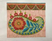 Birds of a Feather Handpainted HP Needlepoint Bohemian Palmette Paisley