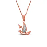 0.05 CT. T.W. Natural Diamond Flying Dove Cutout Pendant in Sterling Silver with 14K Rose Gold Plate