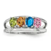 Mother's Jewelry Sterling Silver 1-6 Oval Birthstones Mothers Day Rings gift