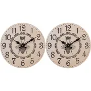 2x LVD Queen Bee Hanging Wall Clock Analogue 34cm Round Home/Office Room Decor