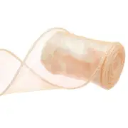 2.4 Inch 3 Yard Sheer Organza Ribbon Shimmer Chiffon Tulle Ribbons Light Pink