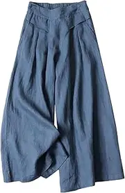 Wide Leg Palazzo Pants Women Summer Elastic High Waist Pants Lightweight Loose Comfy Plus Size Beach Trousers 2025