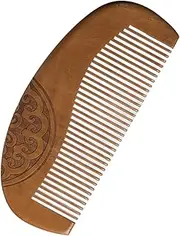 Healvian Elegant Chinese Style Wood Comb Fine Tooth Detangler Compact Stylish for Women Sandalwood