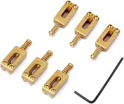 SWOOMEY 6pcs Brass Bridge Saddles with Wrench for Electric Guitar and Bass Enhanced Resonance Sustain Durable Construction Precision Intonation