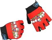 [HSKRKOW] 1 Pair of Cycling Gloves Children 2-10 Years, Puppy Meteor Children's Cycling Gloves Bike Gel BMX Gloves Boys (Red, B)