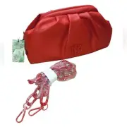 BADGLEY MISCHKA PURSE RED WRAPPED FRAME CLUTCH CROSSBODY CONVERTIBLE WITH CHAIN