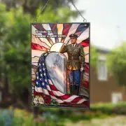Soldier And Memorial Flag Acrylic Suncatcher, For Remembrance Tribute Gift