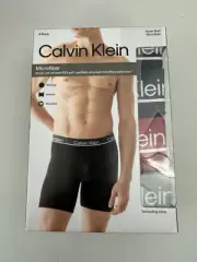 Calvin Klein Men's Medium Microfiber Boxer Brief 4 PACK NWT Grey Red Blue Black