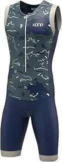[KONA Tri Apparel] KONA Assault Triathlon Race Suit - Speedsuit Skinsuit Trisuit Sleeveless - One-Piece Vest and Short Combo Full Zip with Rear Pockets
