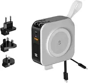 SnapWireless PowerPack Universal - 5 in 1 MagSafe Compatible Travel Charger | Universal Travel Adaptor | Travel Power Bank | Included Adaptor Plug (Crisp White)