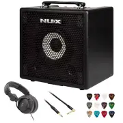 NuX Mighty Bass 50BT Bass Amp w/ Bluetooth + Headphone, Instrument Cable,& Picks