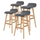 La Bella 4 Set 74cm Grey Wooden Bar Stool Sophia Fabric