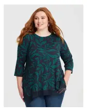 [Taking Shape] Bamboo Linear Leaf Top in Navy