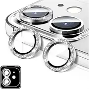 LucBuy Camera Lens Protector for iPhone 12/iPhone 12 Mini, Glitter 9H Tempered Glass Camera Cover Film Stickers, Automatic-Alignment Individual Metal Rings Shiny Phone Accessories